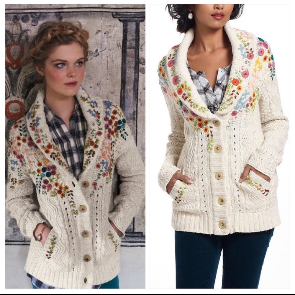 ISO. Anthropologie a rose is a rose cardigan. SzL - Picture 2 of 5